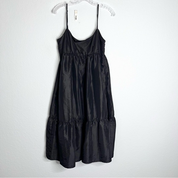 Chelsea & Violet Dress Womens 10 Midi Black Tiered Satin Y - Picture 2 of 9